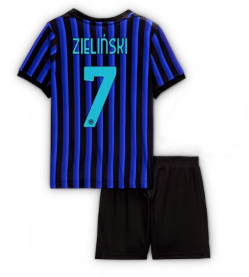 Inter Milan Piotr Zielinski #7 Hjemmebanetrøje Børn 2025-26 Kortærmet (+ Korte bukser)